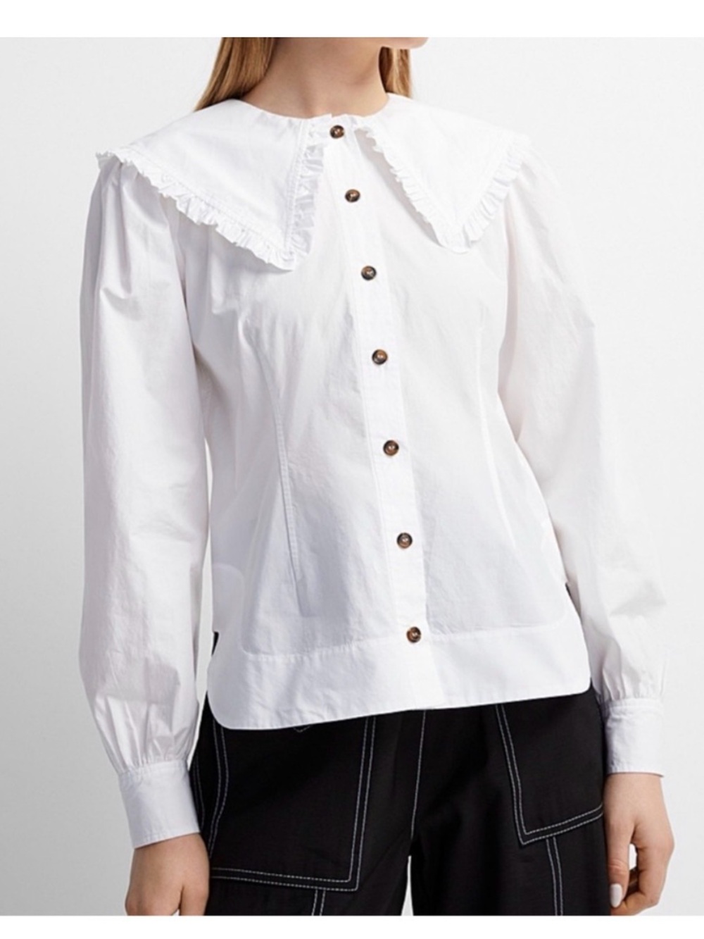 GANNI frill collar top- NWT